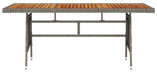 Zahradní stůl šedý 160 x 70 x 72 cm polyratan a masivní akácie