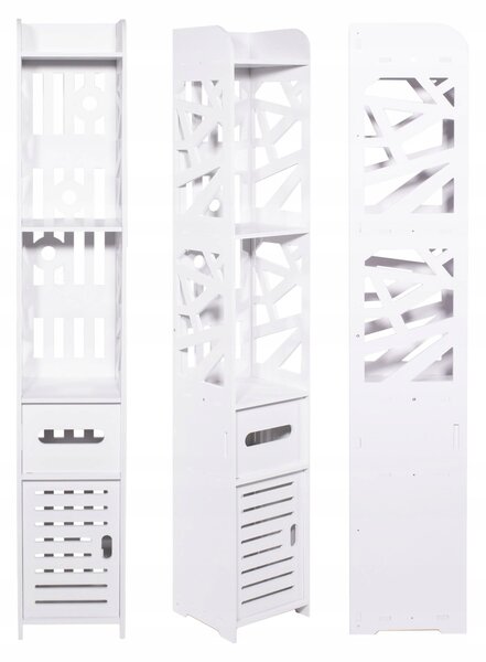 Koupelnová skříňka Songmics bílá, stojící, 120 cm, 2-dveřová, 5-policová