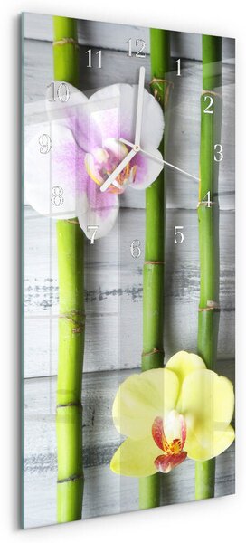 Skleněné hodiny vertikální Orchidejový bambus zsppb-30x60-00087294