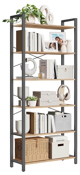 REGÁL, černá, barvy vlašských ořechů, ocel, 80/186/30 cm Boxxx - Knihovny, Online Only