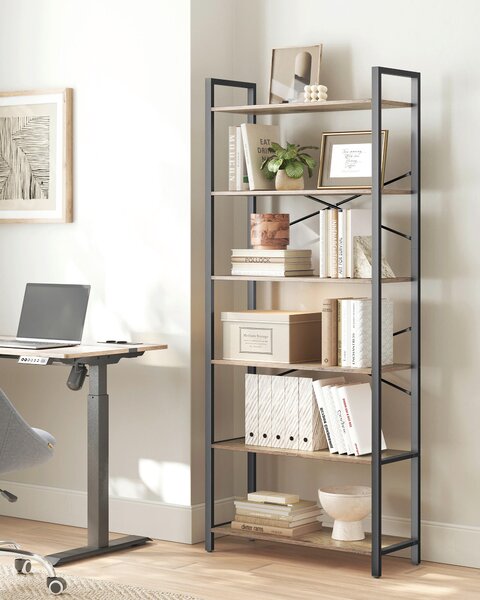 REGÁL, černá, barvy vlašských ořechů, ocel, 80/186/30 cm Boxxx - Knihovny, Online Only