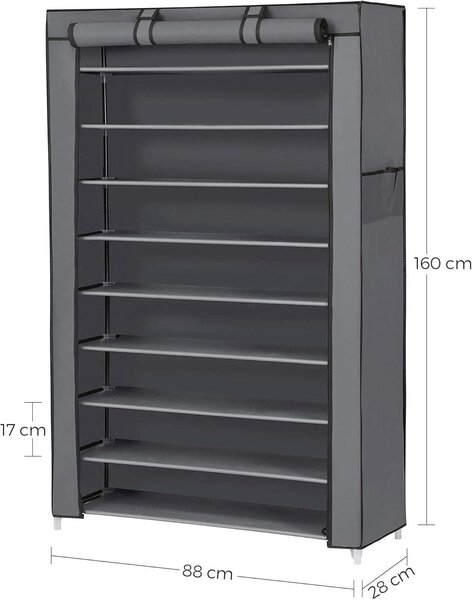 REGÁL NA BOTY, tmavě šedá, 88/160/28 cm - Online Only šatny & botníky, Online Only