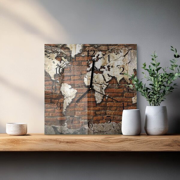 Skleněné hodiny na stěnu Kontinenty zskc-30x30-00180912