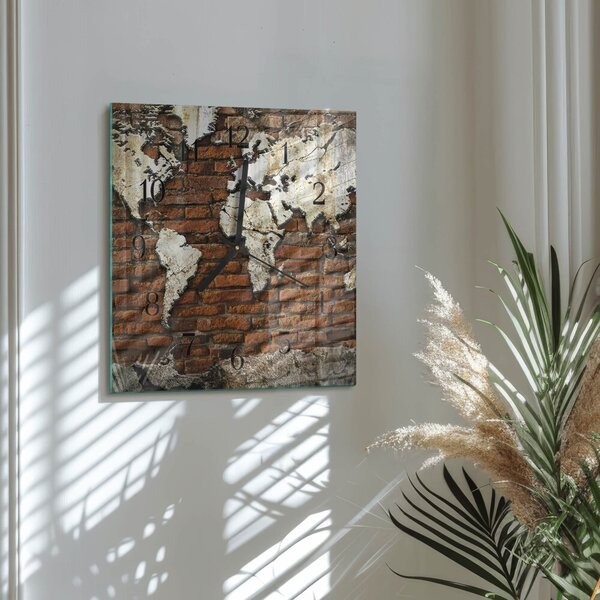 Skleněné hodiny na stěnu Kontinenty zskc-30x30-00180912