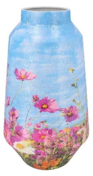 Veliká modrá kovová váza s květy Jullie Jolly blue L - 20*20*39 cm - daan kromhout