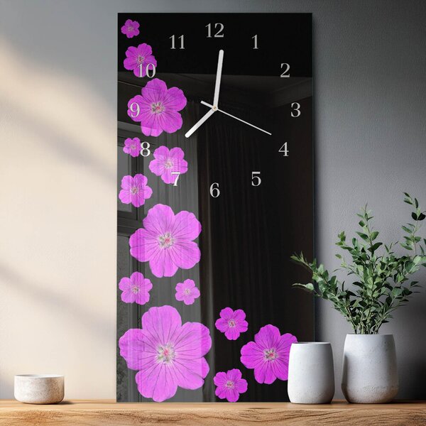 Skleněné hodiny vertikální Květiny zsppb-30x60-00079304