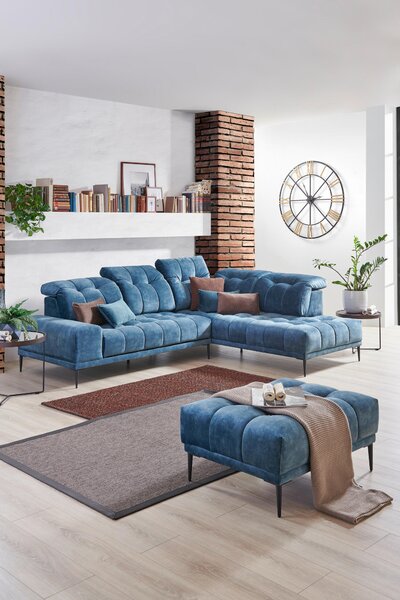 ROHOVÁ SEDAČKA, textil, modrá Stylife - Sedací soupravy
