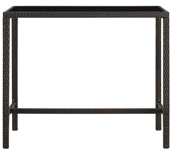 Zahradní barový stůl hnědý 130 x 60 x 110 cm polyratan a sklo
