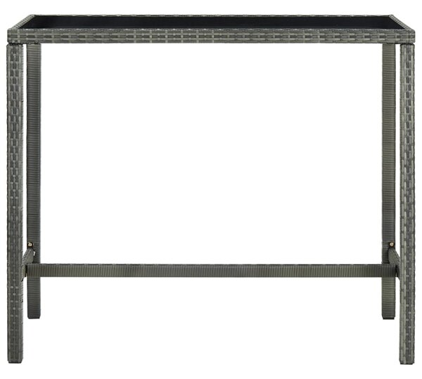 Zahradní barový stůl šedý 130 x 60 x 110 cm polyratan a sklo
