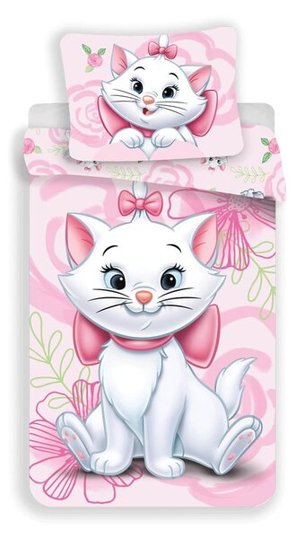 Růžové bavlněné dětské povlečení na jednolůžko 140x200 cm Marie Cat "Pink" – Jerry Fabrics