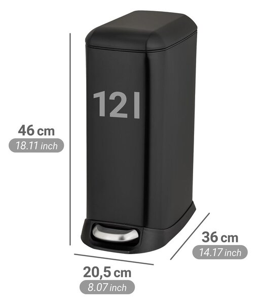 Matně černý nášlapný ocelový odpadkový koš 12 l Design – Wenko