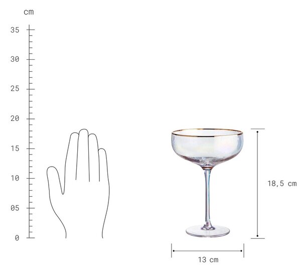 SMERALDA Sada sklenic na sekt se zlatým okrajem 400 ml 4 ks