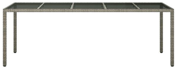Zahradní stůl šedý 250 x 100 x 75 cm tvrzené sklo a polyratan