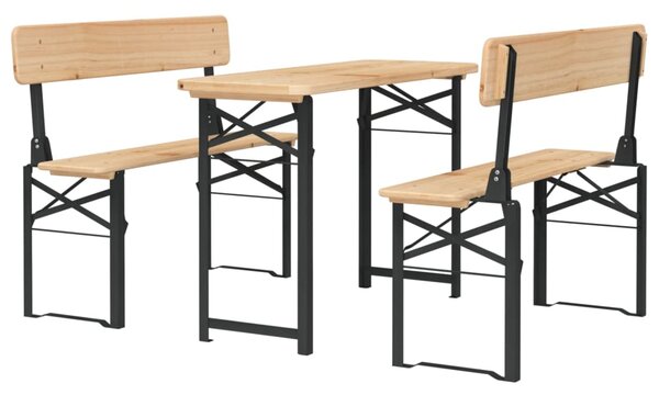 3dílný skládací bistro set masivní jedlové dřevo