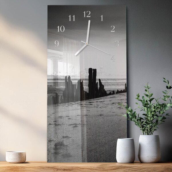 Skleněné hodiny vertikální Pláž zsppb-30x60-00079655