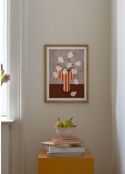 Plakát 30x40 cm White Flowers in Striped Vase – Frankie Penwill – The Poster Club