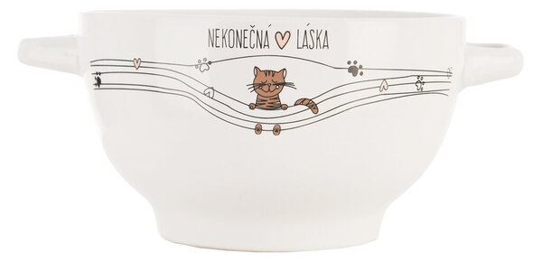 Miska NEKONEČNÁ LÁSKA kočka s uchy pr. 14 cm
