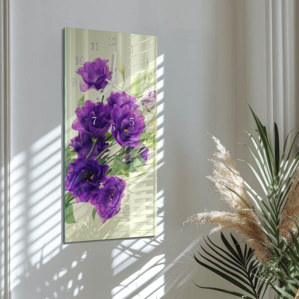 Skleněné hodiny vertikální Květiny zsppb-30x60-00081654