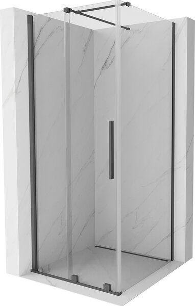 Mexen Velar, sprchový kout s posuvnými dveřmi 120(dveře) x 120(stěna) cm, 8mm čiré sklo, grafitová matná, 871-120-120-01-66