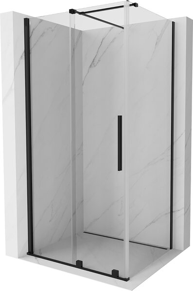Mexen Velar, sprchový kout s posuvnými dveřmi 100(dveře) x 70(stěna) cm, 8mm čiré sklo, černá matná, 871-100-070-01-70