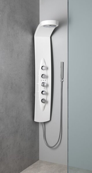 Polysan Polysan, MOLA rohový sprchový panel s termostatickou baterií 210x1300mm, bílá, 80372