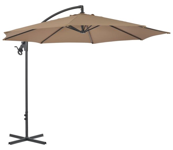 Boční zahradní slunečník s ocelovou tyčí 300 cm taupe