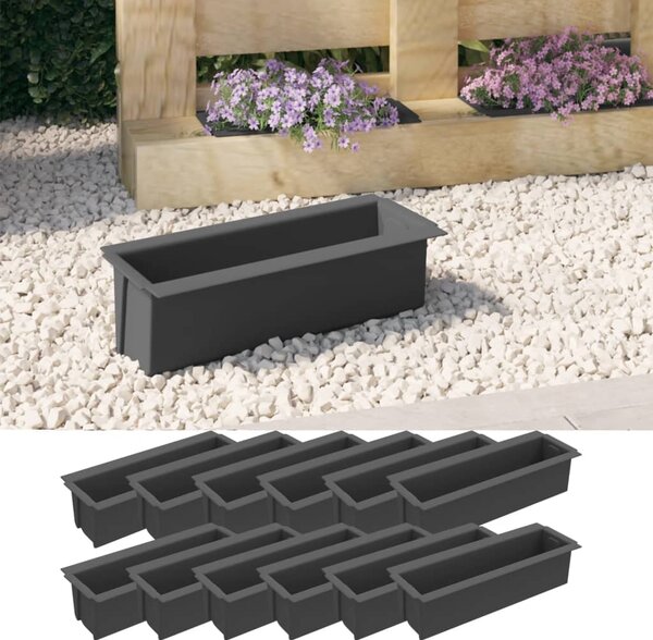 Květinové truhlíky na europalety 12 ks šedé 36x13,5x9,5 cm PP