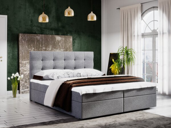 Postel boxspring Gala 180x200 cm s úložným prostorem a bonellovou matrací šedá