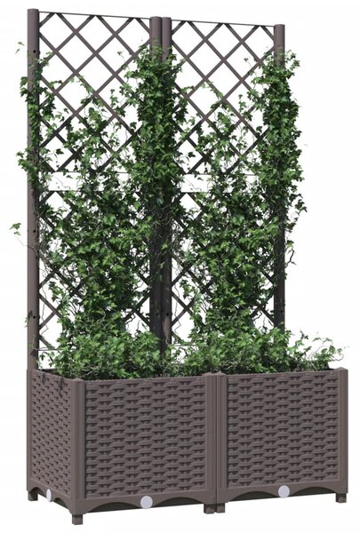 Zahradní truhlík s treláží hnědý 80 x 40 x 136 cm PP