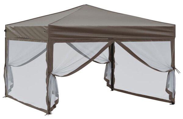 Skládací party stan s bočními stěnami taupe 3 x 3 m