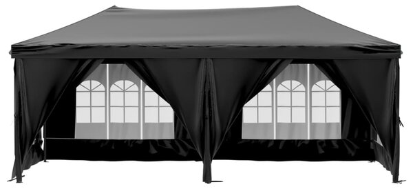 Skládací party stan s bočními stěnami černý 3 x 6 m