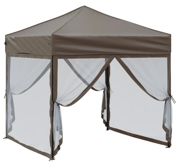 Skládací party stan s bočními stěnami taupe 2 x 2 m