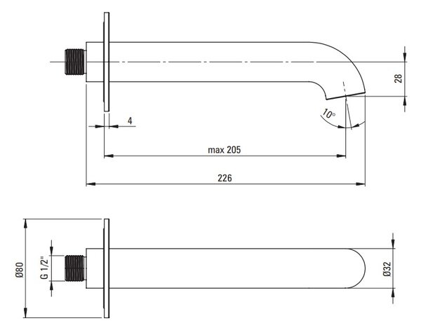 Deante Silia, vanová výlevka 226 mm, černá matná, DEA-NQS_N81K