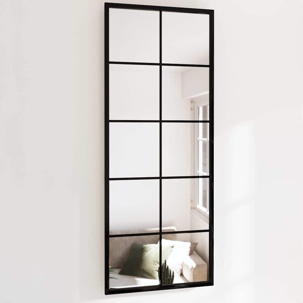 Nástěnné zrcadlo černé 100 x 40 cm kov