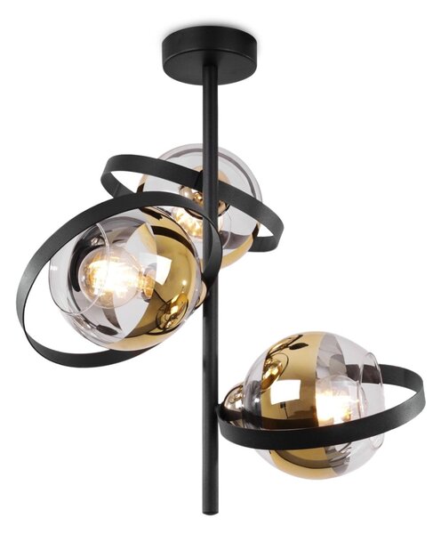 Stropní svítidlo Asturia Ring, 3x zlaté/transparentní skleněné stínítko, B/G