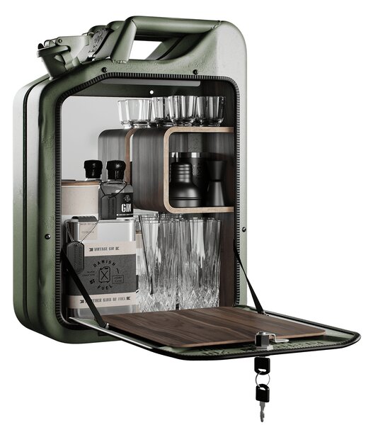 Minibar / kanistr - Bar Cabinet, Army Green, 6 variant - Danish Fuel Varianta: Walnut