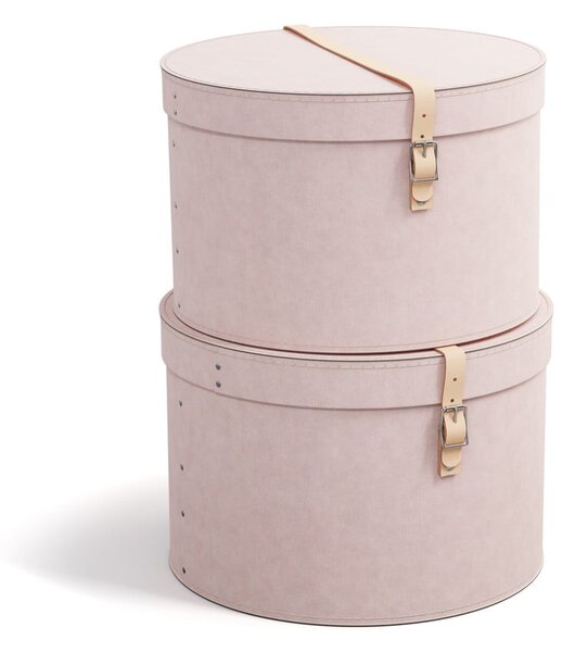 Světle růžové kartonové úložné boxy v sadě 2 ks s víkem ø 37,5x25 cm Rut Restore Paper Laminate – Bigso