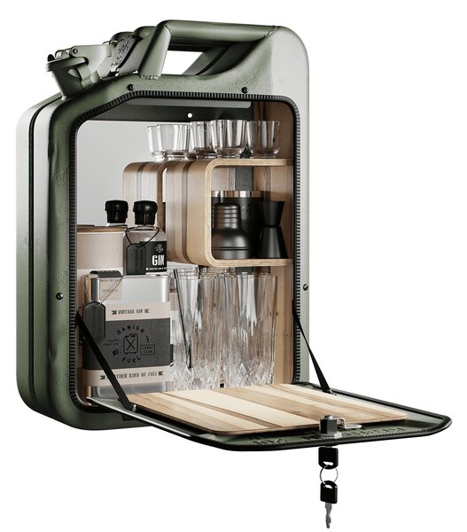 Minibar / kanistr - Bar Cabinet, Army Green, 6 variant - Danish Fuel Varianta: Walnut