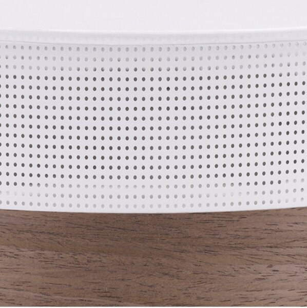 Stropní svítidlo Wood, 1x hnědá ořechová dýha/bílé plastové stínítko, (bílé plexisklo), (fi 40cm)