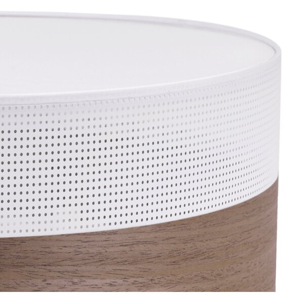 Stropní svítidlo Wood, 1x hnědá ořechová dýha/bílé plastové stínítko, (bílé plexisklo), (fi 50cm)