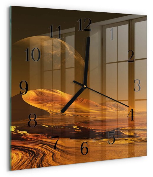 Skleněné hodiny na stěnu Poušť zskc-30x30-00176883