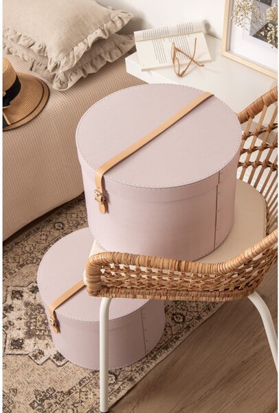 Světle růžové kartonové úložné boxy v sadě 2 ks s víkem ø 37,5x25 cm Rut Restore Paper Laminate – Bigso