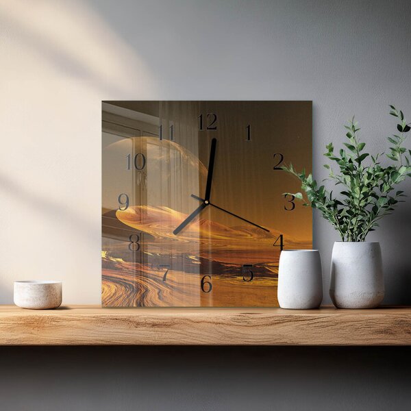 Skleněné hodiny na stěnu Poušť zskc-30x30-00176883