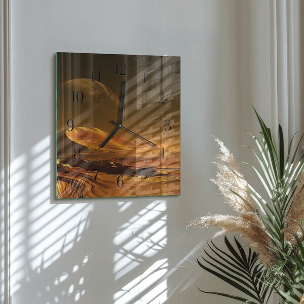 Skleněné hodiny na stěnu Poušť zskc-30x30-00176883