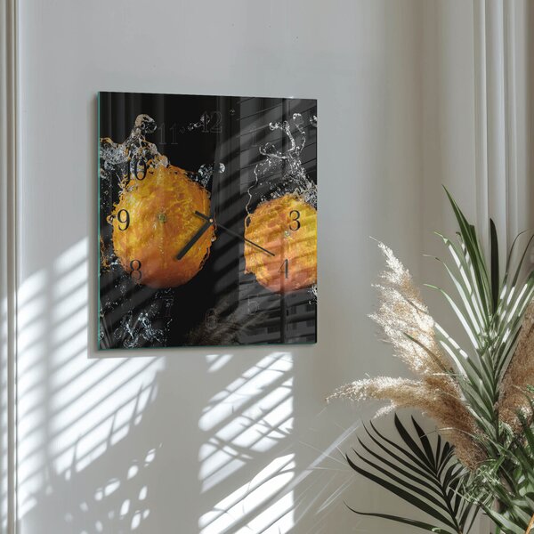 Skleněné hodiny na stěnu Pomeranče zskc-30x30-00179288