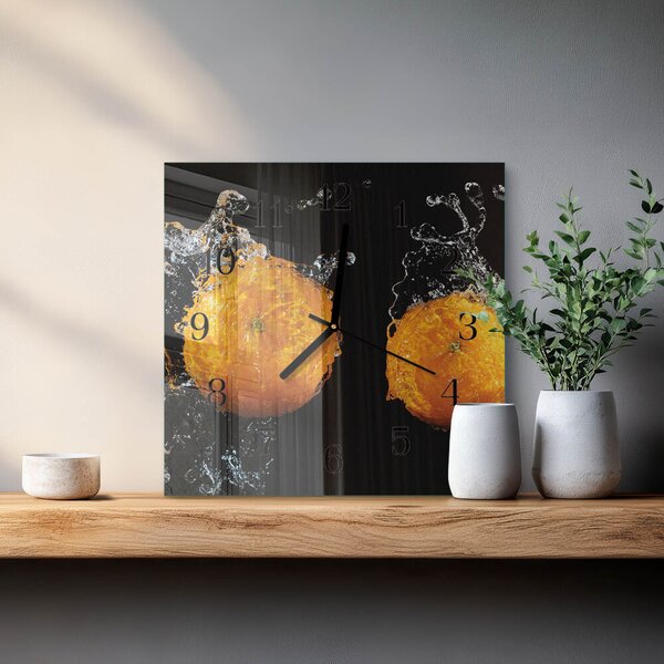 Skleněné hodiny na stěnu Pomeranče zskc-30x30-00179288