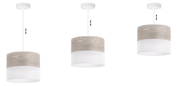 Závěsné svítidlo Wood, 1x světle béžová dubová dýha/bílé plastové stínítko, (fi 20cm)