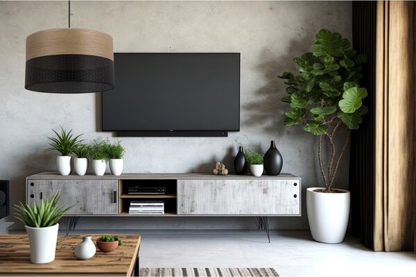 Závěsné svítidlo Wood, 1x dýha zlatý dub/černé plastové stínítko, (fi 35cm)