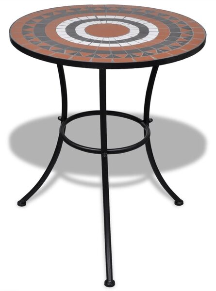 3dílný bistro set mozaikový keramický terakota a bílý