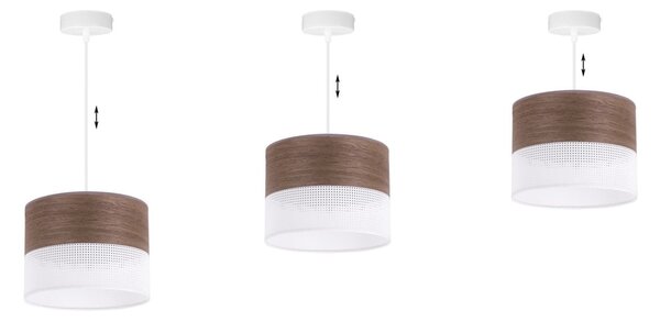 Závěsné svítidlo Wood, 1x hnědá ořechová dýha/bílé plastové stínítko, (fi 20cm)